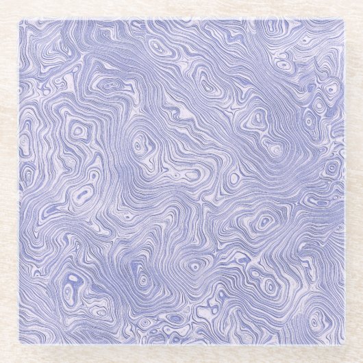 シルキーブルーモアレ模様 ガラスコースター (正面)