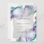 シルキー抽象芸術インディゴウォーターカラー 招待状 (正面)