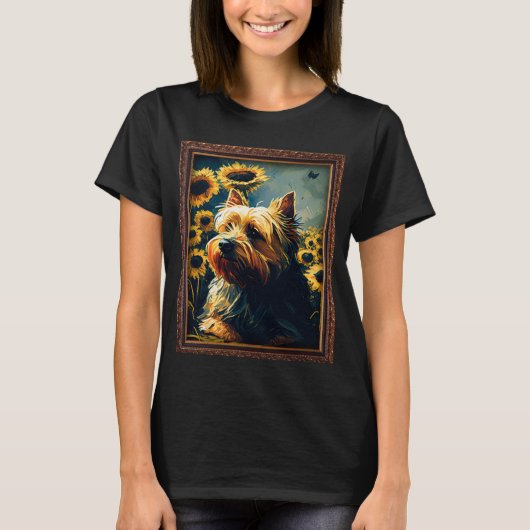 シルキー絵画テリアのヒマワリの母の女性 Tシャツ (正面)