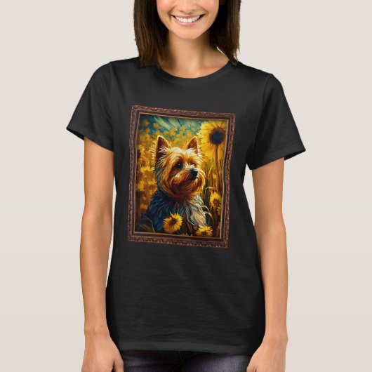 シルキー絵画テリアのヒマワリの母の女性 Tシャツ (正面)