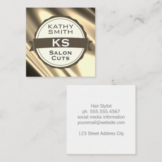 シルキー金ゴールド美容師II スクエア名刺 (正面/裏面)