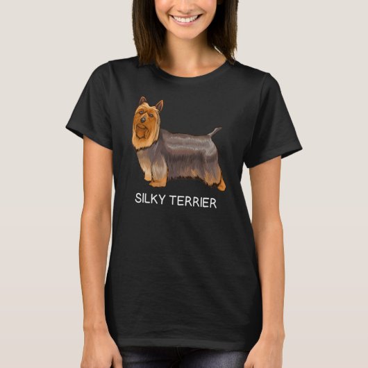 シルキー・テリアに夢中の犬 Tシャツ (正面)