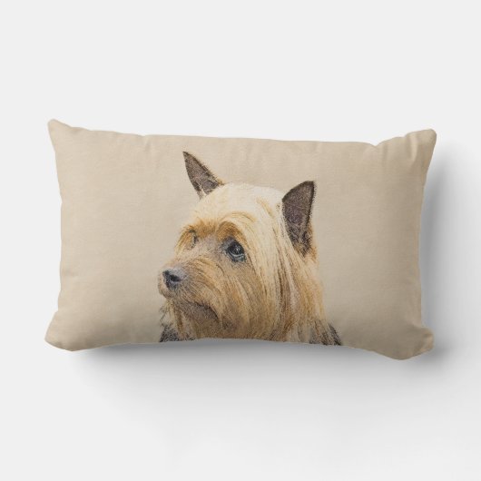 シルキー·テリ絵画アーズ-かわいいオリジナルの犬のアート ランバークッション (裏面)