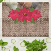 シルキー・バンタム・クリスマス・チキンサンタ・ハッツ・バーラップ キッチンタオル (折り畳み)