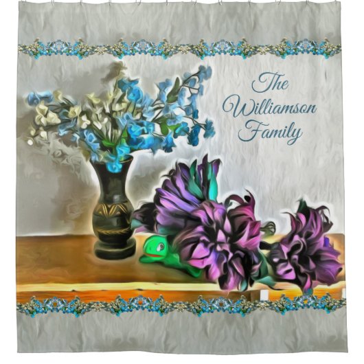 シルクとコーンフスクの花2190 シャワーカーテン (正面)