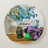 シルクとコーンフスクの花2190 ラウンドクッション (正面)