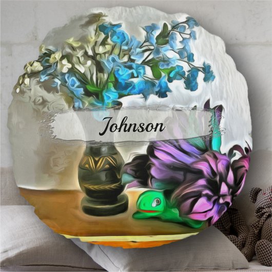 シルクとコーンフスクの花2190 ラウンドクッション