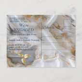 シルクに白とアイボリーの金ゴールド大理石 インビテーションポストカード (裏面)