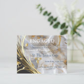 シルクに白とアイボリーの金ゴールド大理石 インビテーションポストカード (スタンド正面)