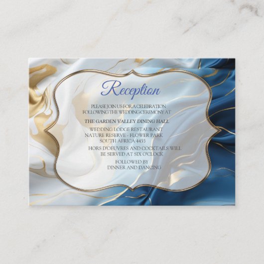 シルクに白とアイボリーの金ゴールド大理石 エンクロージャーカード (正面)