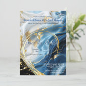 シルクに白とアイボリーの金ゴールド大理石 招待状 (スタンド正面)