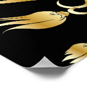 シルクのテクスチャに金ゴールドを付けた黒 ポスター (角)