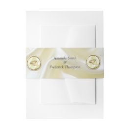 シルクのテクスチャに金ゴールドを付けた黒 招待状ベリーバンド