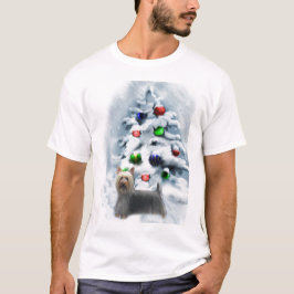 シルクのテリアのクリスマスプレゼント Tシャツ