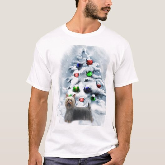 シルクのテリアのクリスマスプレゼント Tシャツ (正面)