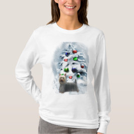 シルクのテリアのクリスマスプレゼント Tシャツ