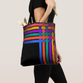 シルクのリボン線の黒い背景パターン明るい トートバッグ (クローズアップ)