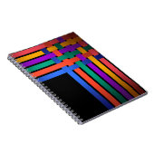 シルクのリボン線の黒い背景パターン ノートブック (右側)