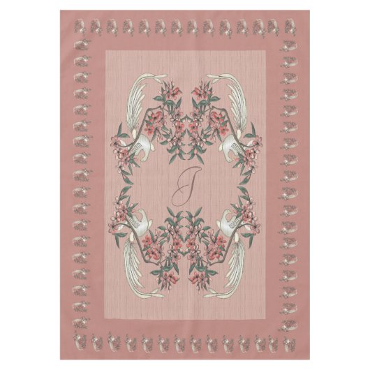 シルクのロマンス60インチx 84インチ桃 テーブルクロス (正面)