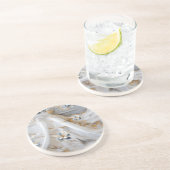 シルクの外観に白とライトブルーのシルキーの花 コースター (側面)