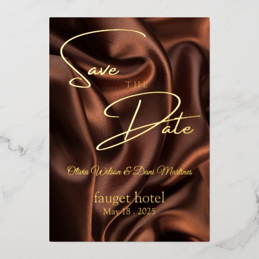 シルクの経年表を残す 箔招待状 (正面)