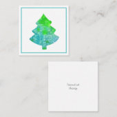 シルクアクア＆グリーンの抽象的な木 ノートカード (正面/裏面)