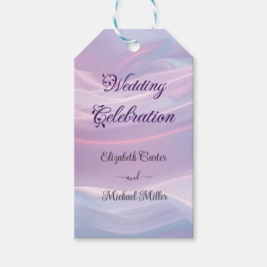 シルクウィスパーズ:夢のパステルウェーブピンクブルー ギフトタグ (正面)