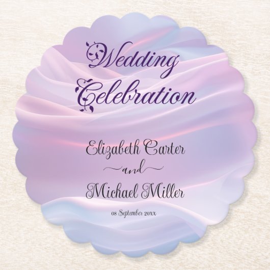 シルクウィスパーズ：夢のパステルウェーブピンクブルー ペーパーコースター (正面)