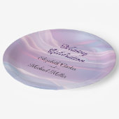 シルクウィスパーズ:夢のパステルウェーブピンクブルー ペーパープレート (アングル)