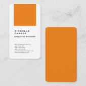 シルクエレガント縦ユニークモダンオレンジ白 名刺 (正面/裏面)