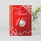 シルクエレガント、ホワイトパール、レースと金ゴールドスウィート16 招待状 (スタンド正面)