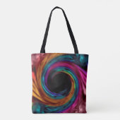 シルクサテン数々の色ピンク紫ブルーを渦巻く トートバッグ (裏面)