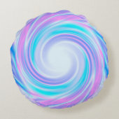 シルクサテン数々の色ピンク紫ブルーを渦巻く ラウンドクッション (裏面)