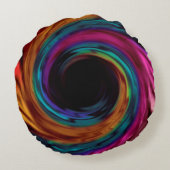 シルクサテン数々の色ピンク紫ブルーを渦巻く ラウンドクッション (裏面)