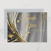 シルクサテン & ゴールドフラワー 感謝 ポストカード (正面/裏面)