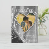 シルクサテン & シルバーフラワーエンゲージメント 招待状 (スタンド正面)