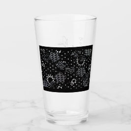 シルクスクリーンのバラのスケッチと星光のガラス食器 タンブラーグラス