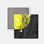 シルクスクリーンの鳥：イエロームーン マグネット (正面/裏面)