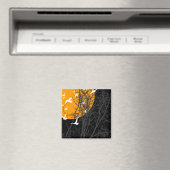 シルクスクリーンバード：オレンジムーン マグネット (インサイチュ (食洗機))