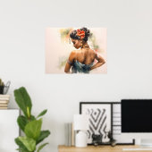 シルクドレスを着たキューバのサルサダンサー ポスター (ホームオフィス)