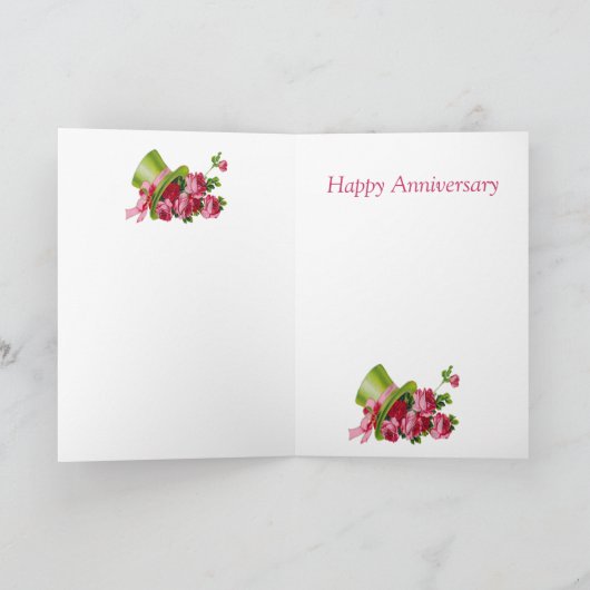 シルクハットおよび花の幸せな第11記念日 カード (内部)