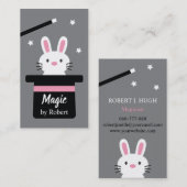 シルクハットからのかわいい魔法のウサギ 名刺 (正面/裏面)