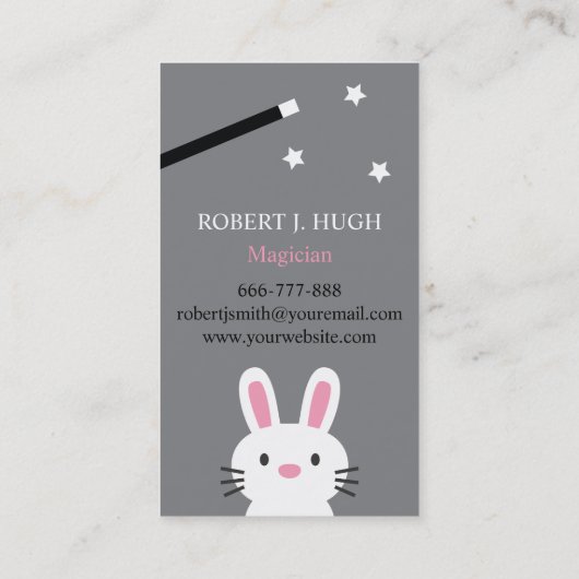 シルクハットからのかわいい魔法のウサギ 名刺 (裏面)