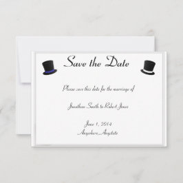シルクハットのちょうネクタイの青く陽気な結婚式の保存日付 セーブザデート