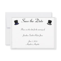 シルクハットのちょうネクタイの青く陽気な結婚式の保存日付