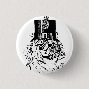 シルクハットのSteampunk猫の子猫 缶バッジ