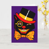 シルクハット猫 カード (黄色い花)