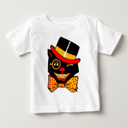 シルクハット猫 ベビーTシャツ (正面)