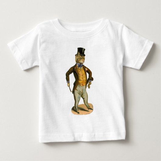 シルクハット猫 ベビーTシャツ (正面)