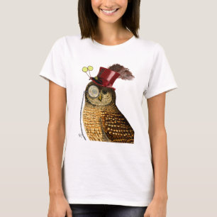 シルクハット3を持つフクロウ Tシャツ